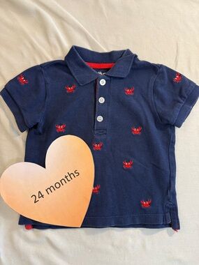 Little Me - Navy and Red Polo Shirt